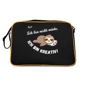 Ich bin nicht müde, ich bin kreativ! - Retro Tasche - Schwarz/Gold - Hinten