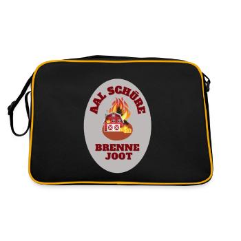 Aal Schüre brenne joot Schöre Scheune Köln Kölsch - Retro Tasche - Schwarz/Gold - Hinten