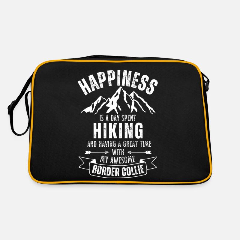 Wandern Border-Collie - Retro Tasche - Schwarz/Gold