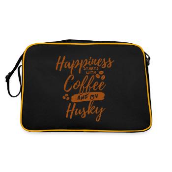 Coffee Husky lover - Retro Bag - black/gold - Back