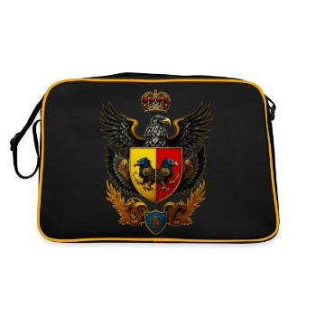 Wappen mit Adler - Retro Tasche - Schwarz/Gold - Hinten