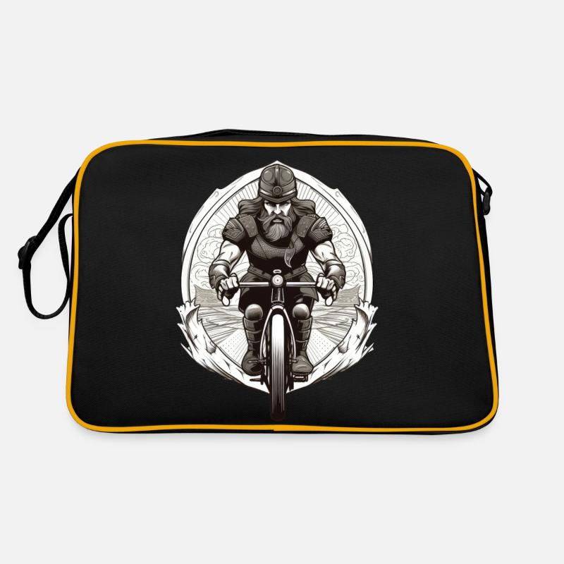 Road Warrior - Vikinger Krieger Rennradfahrer - Retro Tasche - Schwarz/Gold