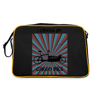 Lastenrad und Spruch hypnotisierend - Retro Tasche - Schwarz/Gold - Hinten
