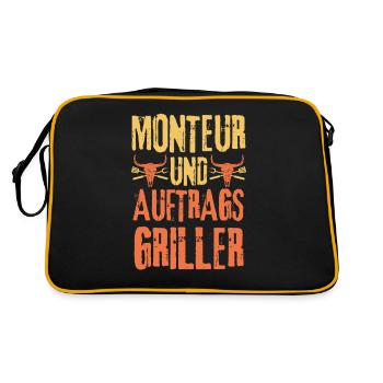 Monteur und Grillen - Retro Tasche - Schwarz/Gold - Hinten