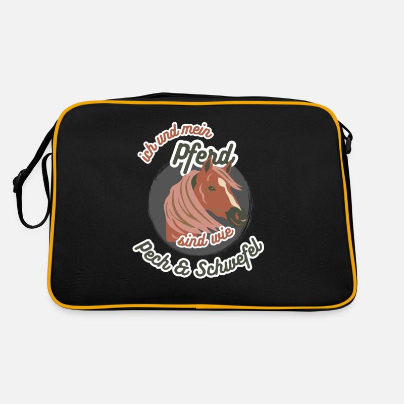 Cooles Pferde Haustier Reitpony Friese Geschenk Retro Tasche