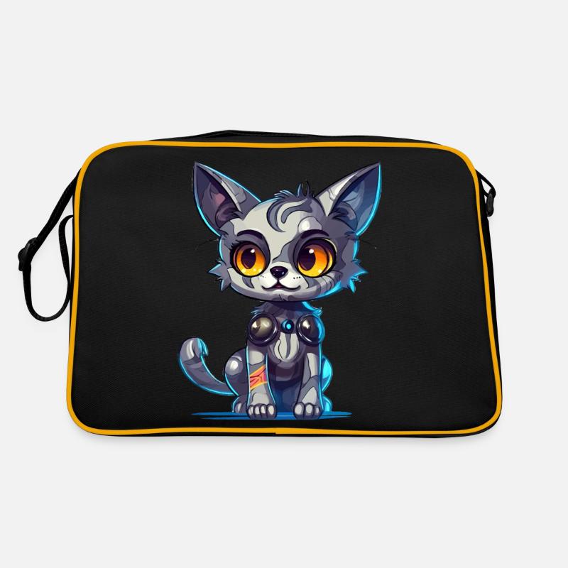 Chaton cyborg - Sac Retro - noir/or