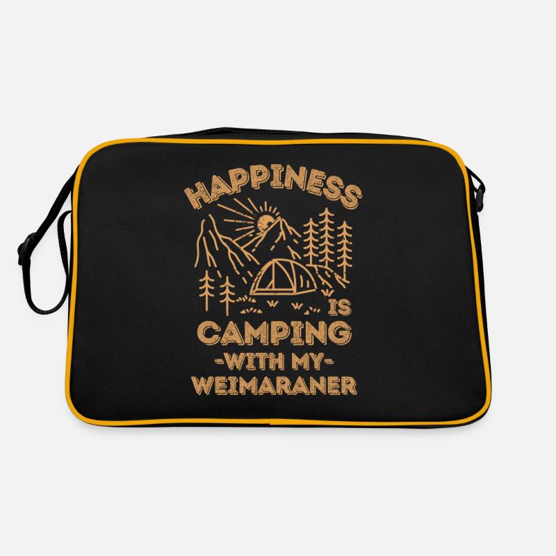 Camping mit Weimaraner Retro Tasche