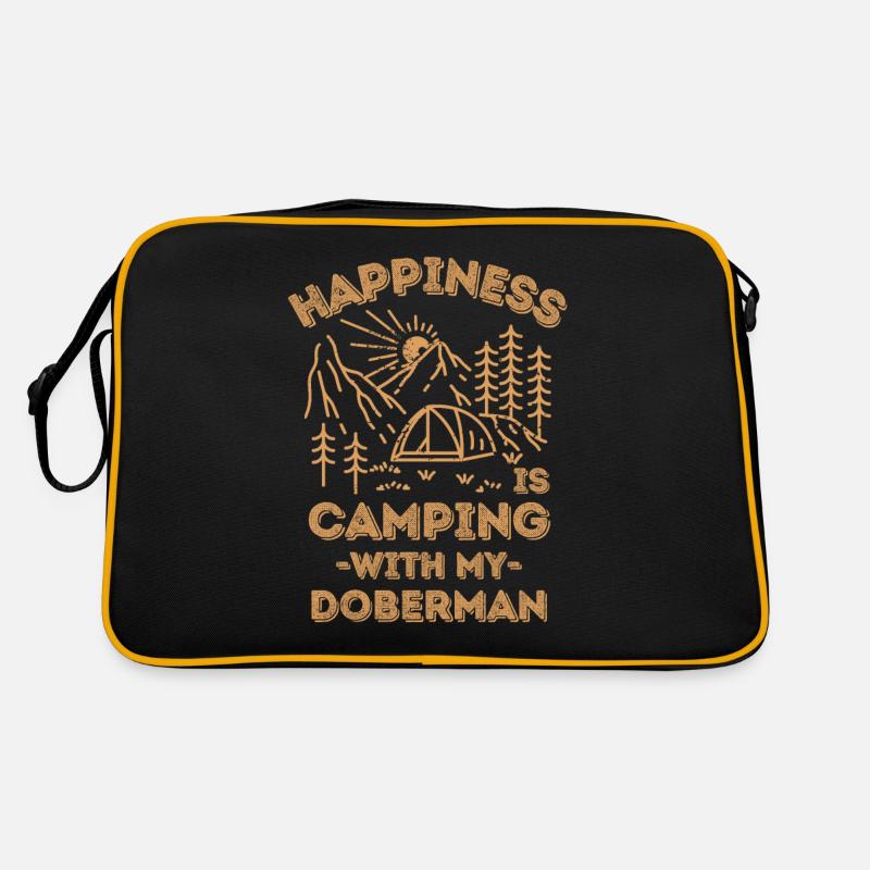 Camping mit Dobermann Retro Tasche