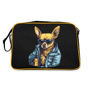 Chihuahua cool avec des vêtements Vêtements Lunettes - Sac Retro - noir/or - Dos
