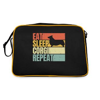 Mange, dors, Corgi, répète - Sac Retro - noir/or - Dos