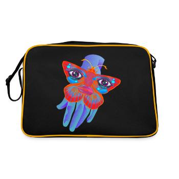 Psychedelic Moth - design trippant coloré - Sac Retro - noir/or - Dos