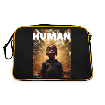 We are all one - Human - T Shirt - Retro Tasche - Schwarz/Gold - Hinten