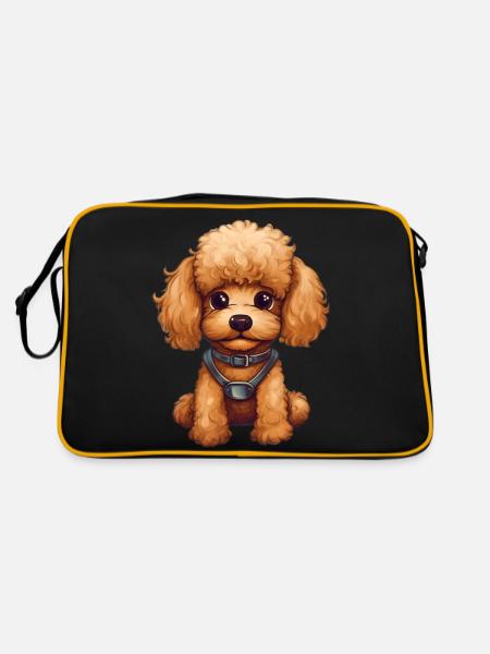 Sweet Baby Poodle Dog - Retro Bag - black/gold - Back