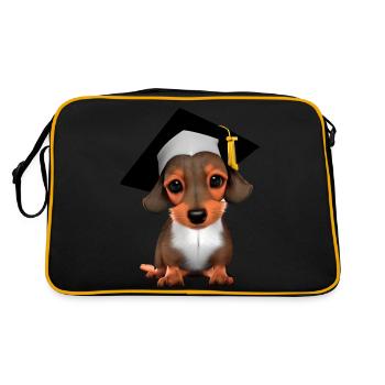 Bachelor's degree Dachshund dogs school-leaving certificate - Retro Bag - black/gold - Back