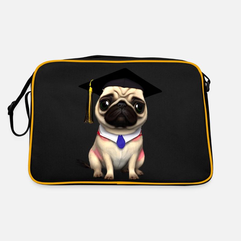 Bachelor Bulldogge Schulabschluss Studium Hunde Retro Tasche