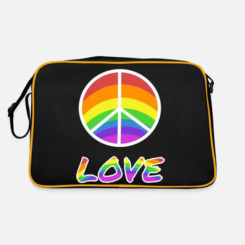 Peacezeichen Love Regenbogen Retro Tasche