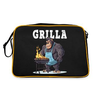 Griller Grilla Griller Gorilla BBQ Dire drôle - Sac Retro - noir/or - Dos