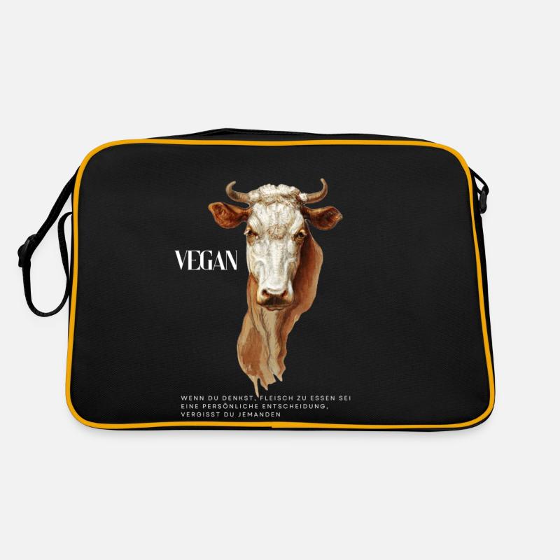 Vache végétalienne - Sac Retro - noir/or
