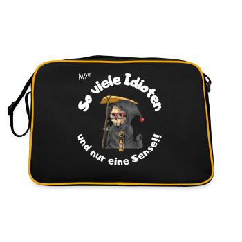 So viele Idioten! - Retro Tasche - Schwarz/Gold - Hinten
