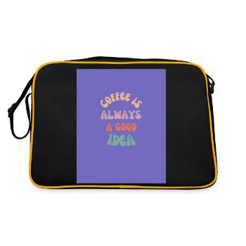 Kaffee ist immer eine gute Idee (Lila) - Retro Tasche - Schwarz/Gold - Hinten