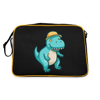 hugadino T-Rex with hat, dino, cute dinosaur - Retro Bag - black/gold - Back