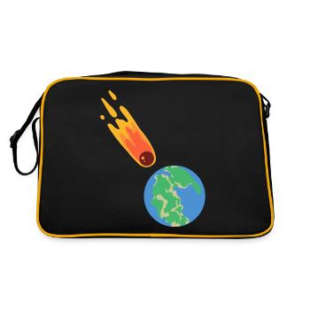 hugadino meteorite hits pangea, dino, dinosaur - Retro Bag - black/gold - Back
