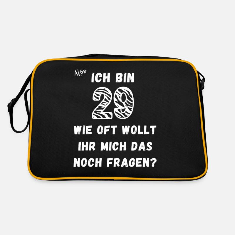 Ich in 29 Wie oft noch. Retro Tasche