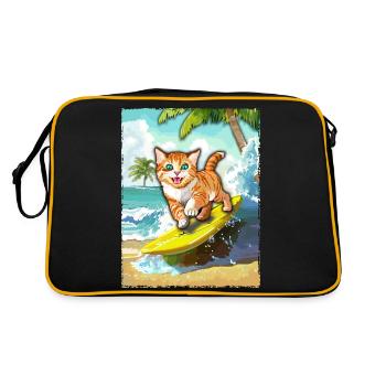 Surfing Cat - Cat Planche de surf - Sac Retro - noir/or - Dos