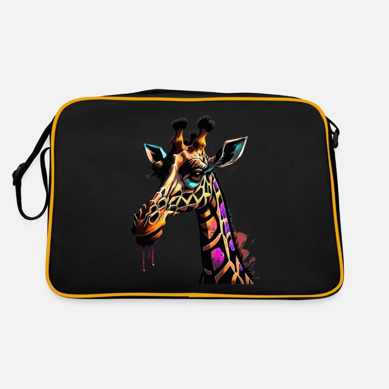 Graffiti Giraffe - Retro Tasche - Schwarz/Gold