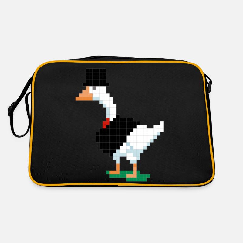 A duck in a pixelated suit - Retro Bag - black/gold