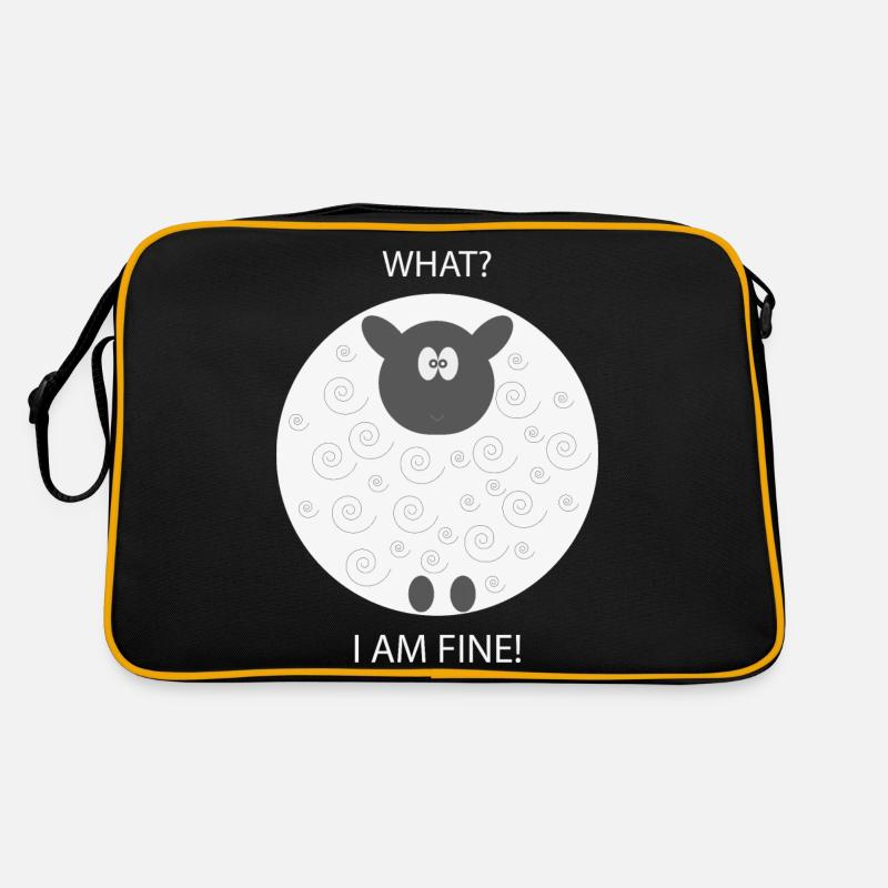 FUNNY SHEEP ILLUSTRATION - Retro Tasche - Schwarz/Gold