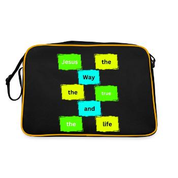 Jesus the way colour - Retro Tasche - Schwarz/Gold - Hinten