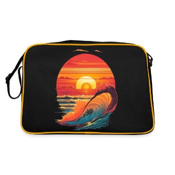 retro sunset and waves - Sac Retro - noir/or - Dos