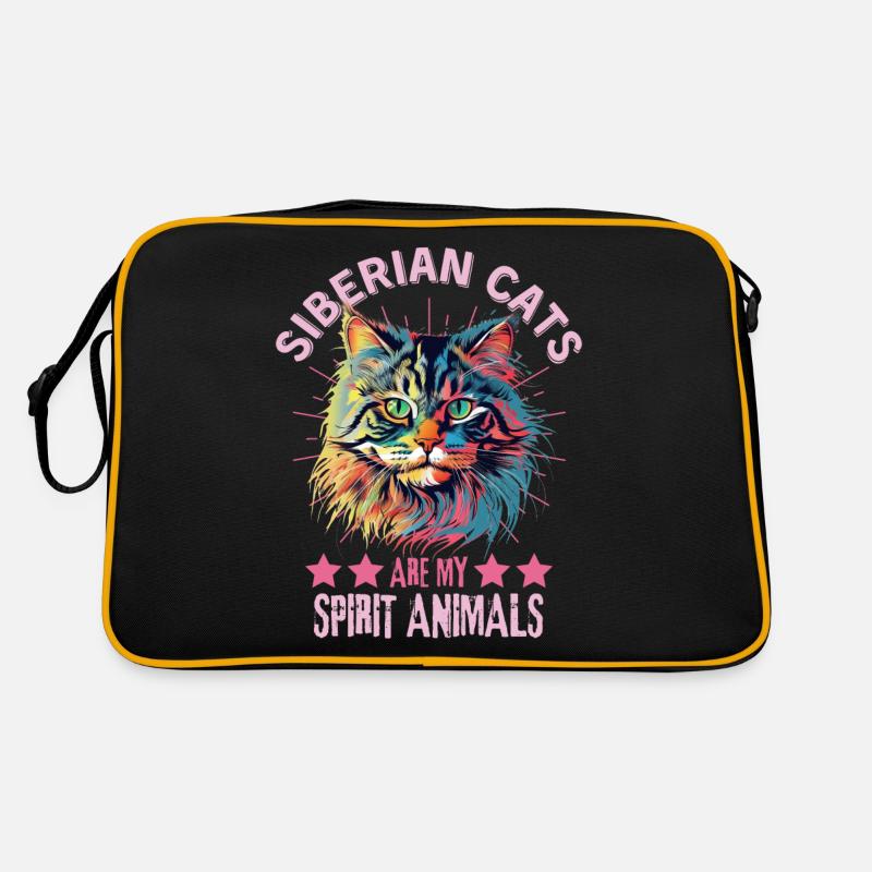 Chat Sibérien Chat Chat Coloré Chat Sibérien Sac Retro