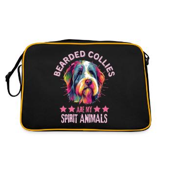 Bearded Collie Lovers Colorful Bearded Collie - Retro Bag - black/gold - Back