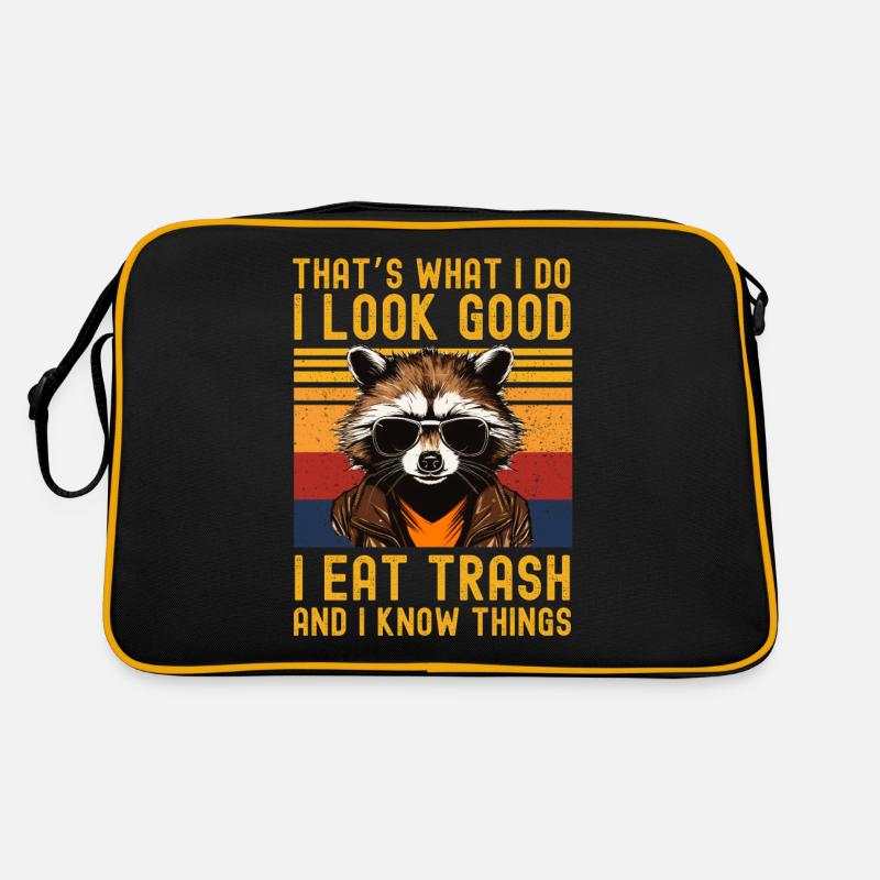Waschbär mit Sonnenbrille Retro Tasche