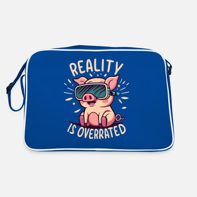 Süßes Schwein mit Virtual Reality Brille Retro Tasche