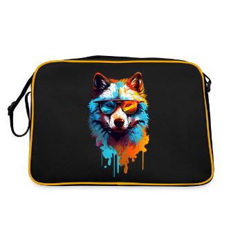 Loup coloré avec des lunettes de soleil - Sac Retro - noir/or - Dos