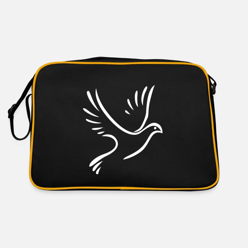 Friedenstaube white - Retro Tasche - Schwarz/Gold