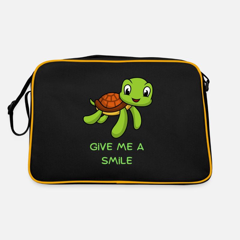 Turtle Love - Retro Tasche - Schwarz/Gold