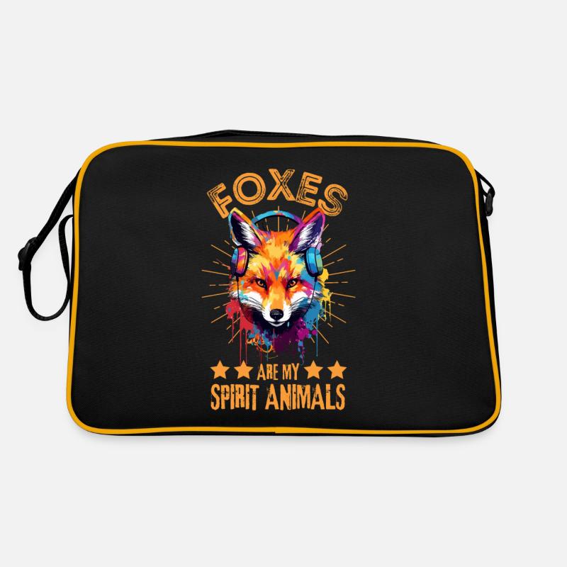 Fuchs mit Kopfhörer Retro Tasche