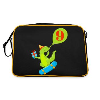 9th Birthday Cute Dinosaur - Retro Bag - black/gold - Back