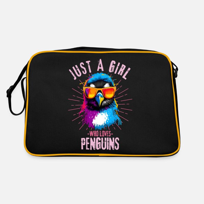 Bunter Pinguin mit Sonnenbrille Retro Tasche
