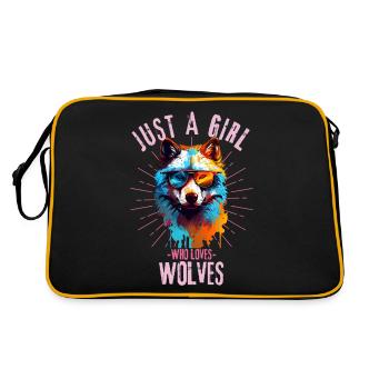 Loup coloré avec des lunettes de soleil - Sac Retro - noir/or - Dos