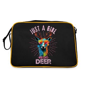 Reh mit Sonnenbrille - Retro Tasche - Schwarz/Gold - Hinten