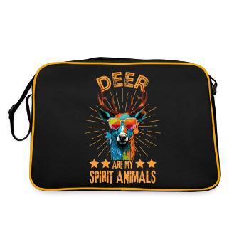 Reh mit Sonnenbrille - Retro Tasche - Schwarz/Gold - Hinten