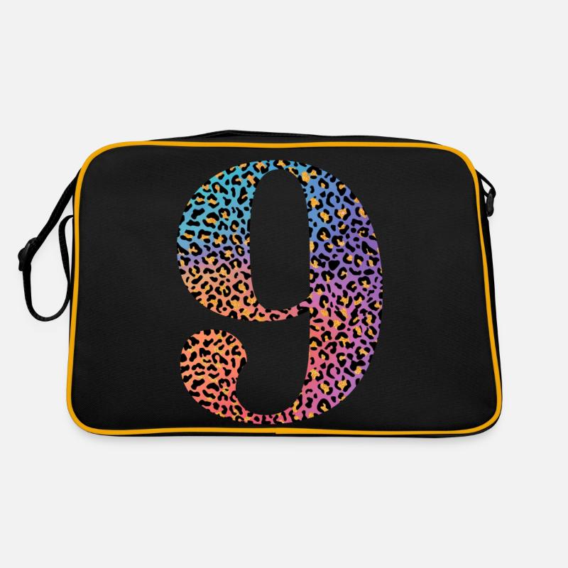 9. Geburtstag Leopard - Retro Tasche - Schwarz/Gold