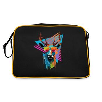 Deer with sunglasses 80s style - Retro Bag - black/gold - Back