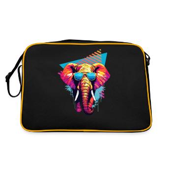 Elephant with sunglasses 80s style - Retro Bag - black/gold - Back