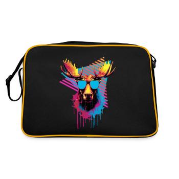 Moose with sunglasses 80s style - Retro Bag - black/gold - Back